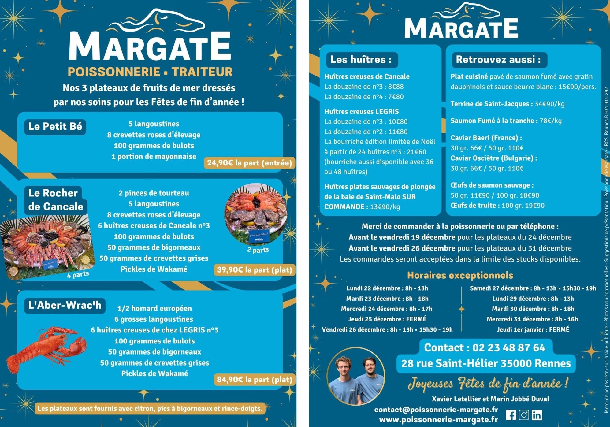 Plateaux fruits de mer fêtes de fin d'année